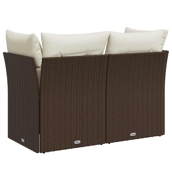 2-personers havesofa med hynder polyrattan brun