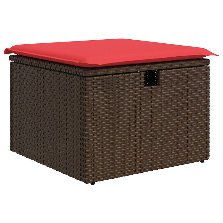 haveskammel med hynde brun 55x55x37 cm polyrattan