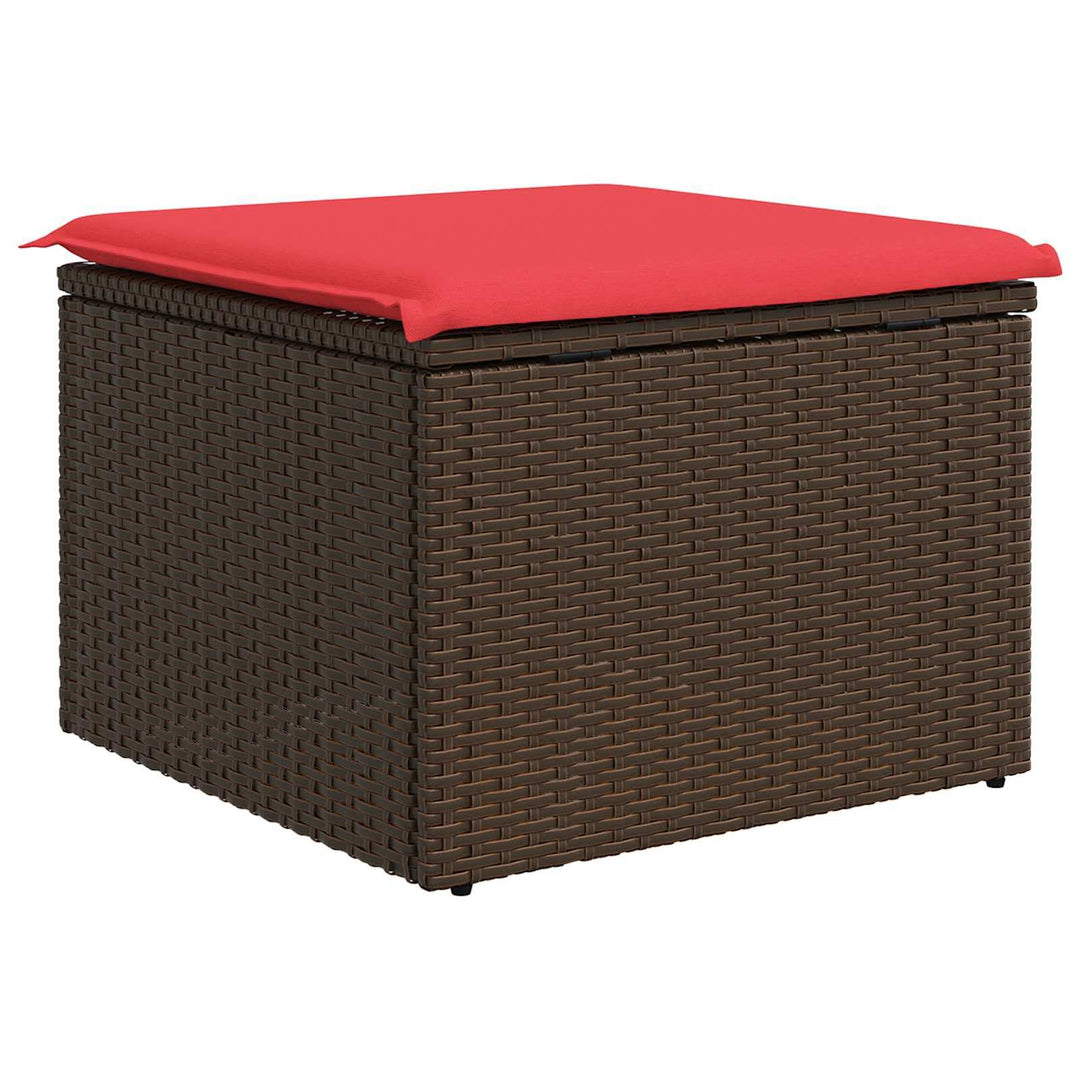 haveskammel med hynde brun 55x55x37 cm polyrattan