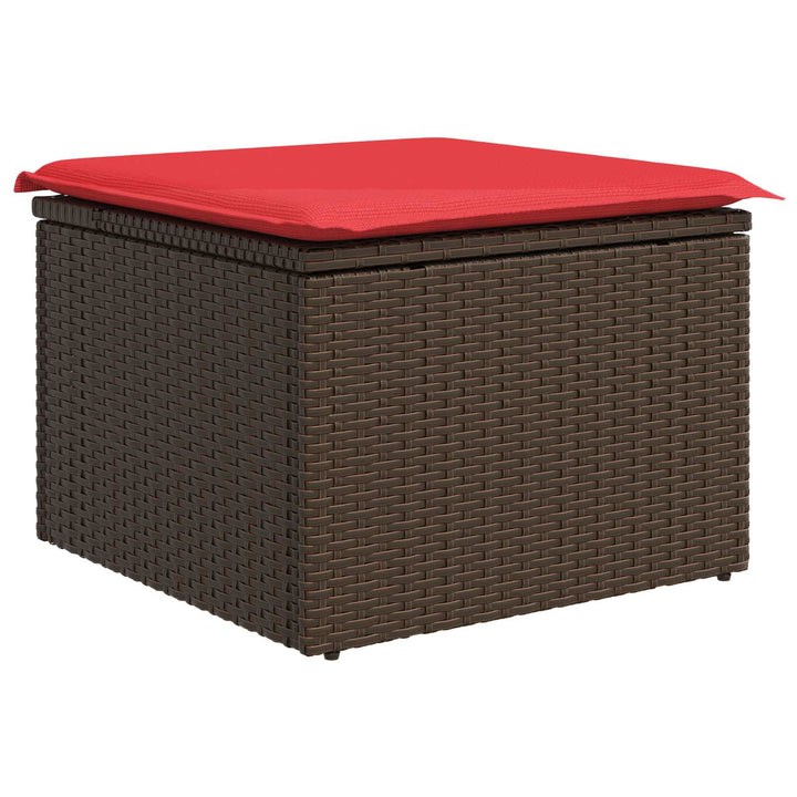 haveskammel med hynde brun 55x55x37 cm polyrattan