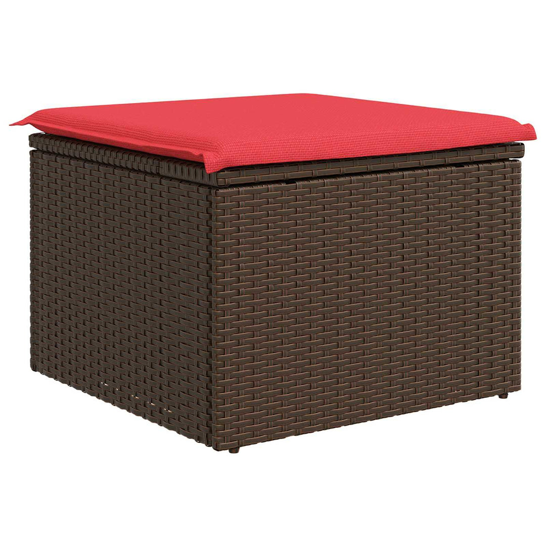 haveskammel med hynde brun 55x55x37 cm polyrattan