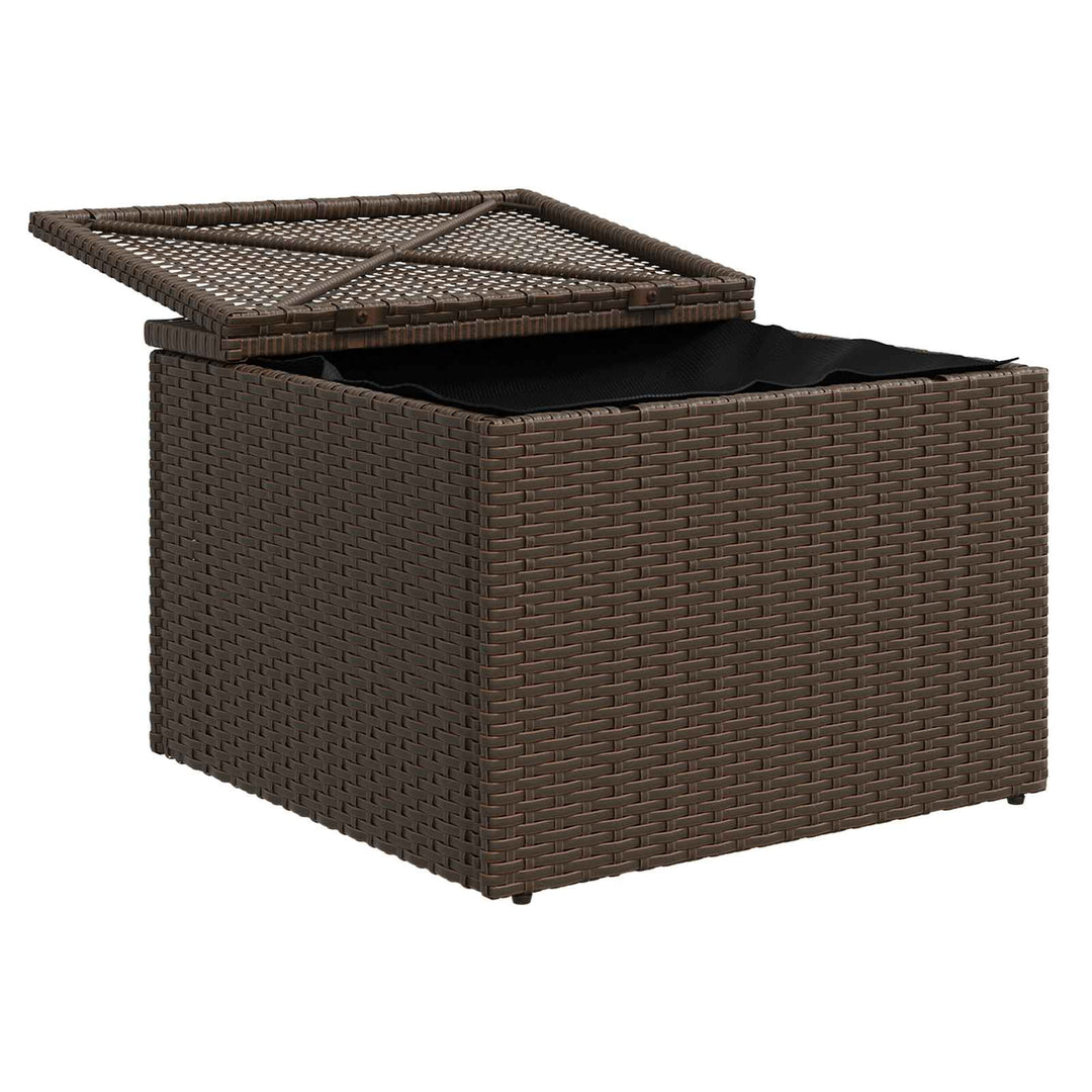 haveskammel med hynde brun 55x55x37 cm polyrattan