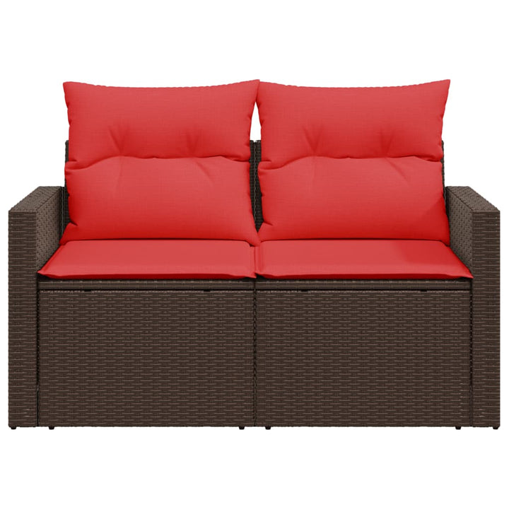 havesofa med hynder 2-personers brun polyrattan