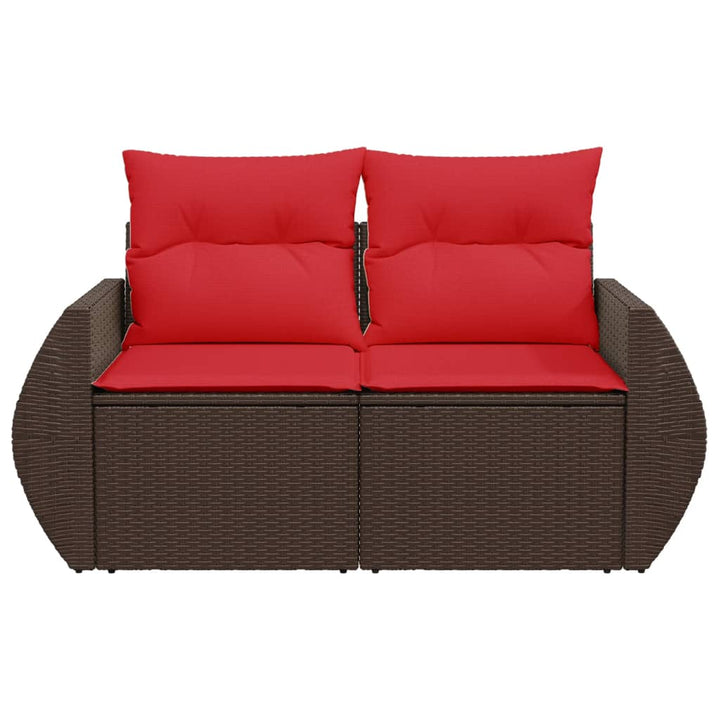 havesofa med hynder 2-personers brun polyrattan