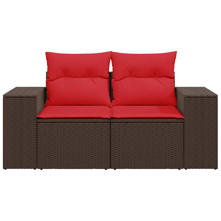 havesofa med hynder 2-personers brun polyrattan