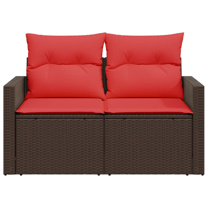 havesofa med hynder 2-personers brun polyrattan