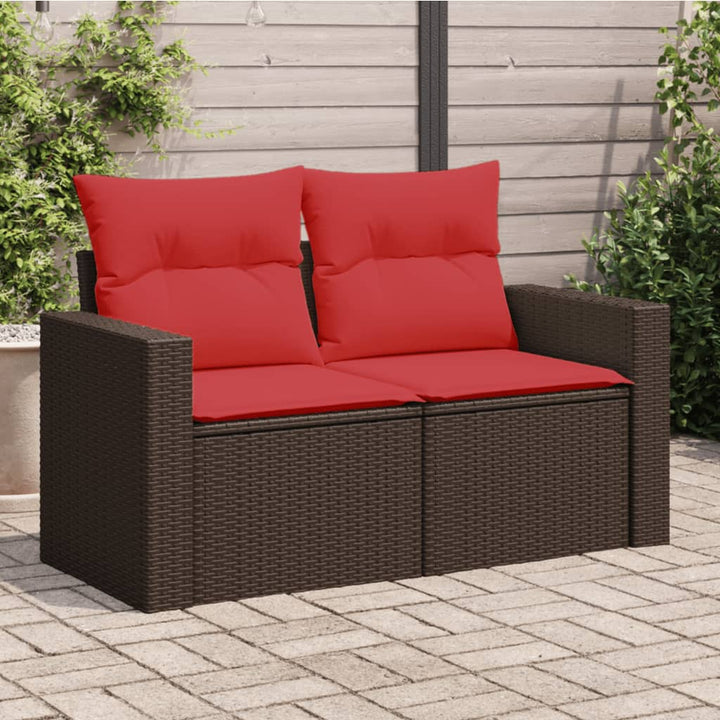 havesofa med hynder 2-personers brun polyrattan