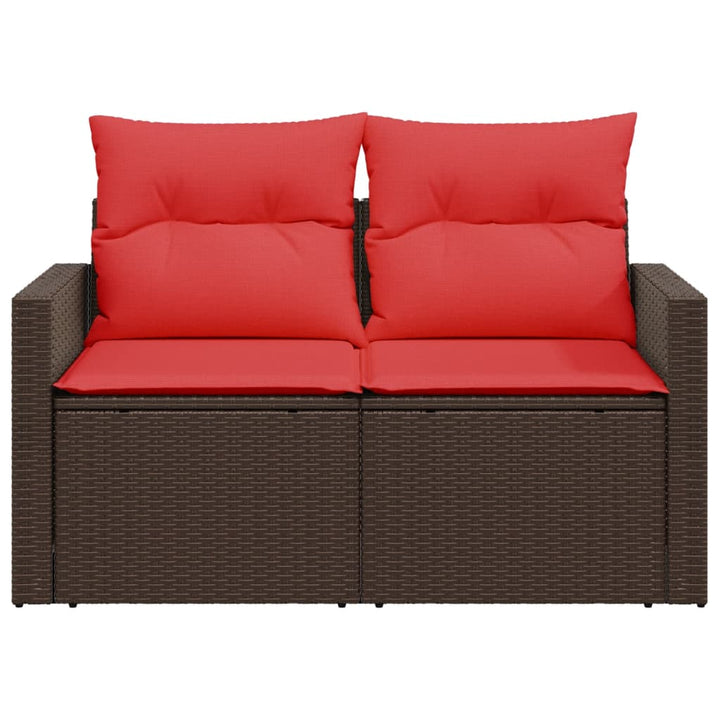 havesofa med hynder 2-personers brun polyrattan