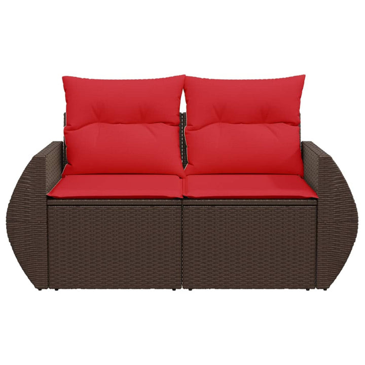 havesofa med hynder 2-personers brun polyrattan