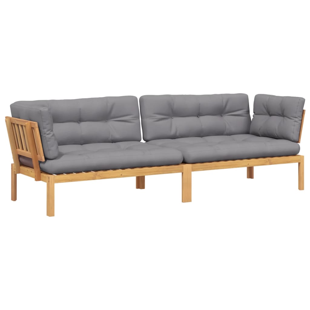 hjørnemoduler til pallesofa 2 stk. med hynder massivt akacietræ