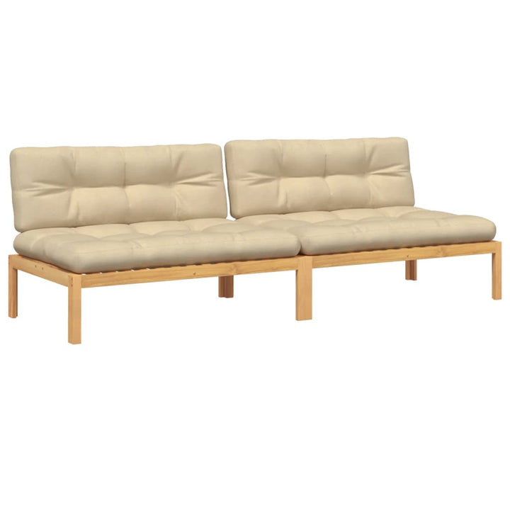 midtermoduler til pallesofa 2 stk. med hynder massivt akacietræ