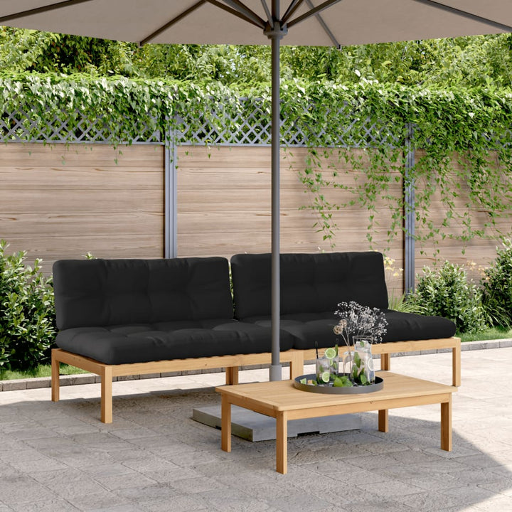 midtermoduler til pallesofa 2 stk. med hynder massivt akacietræ
