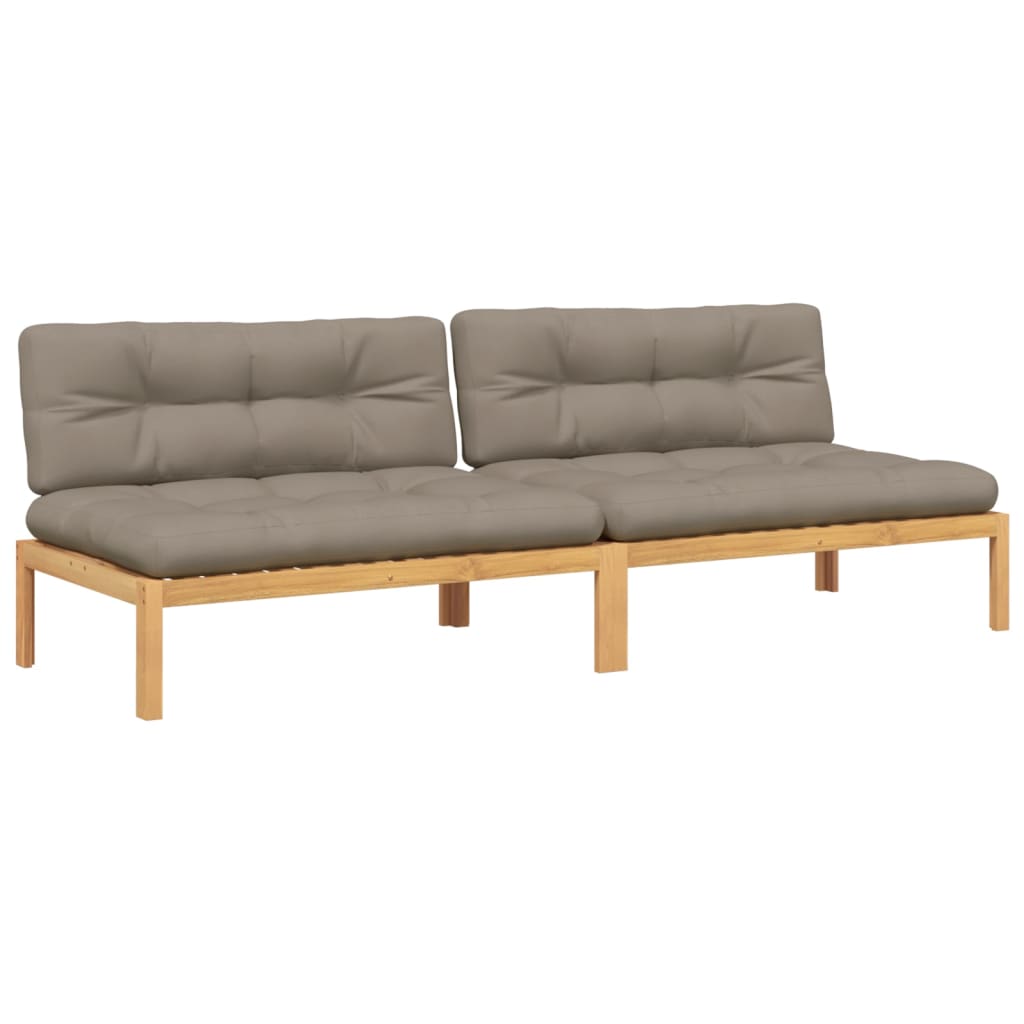 midtermoduler til pallesofa 2 stk. med hynder massivt akacietræ