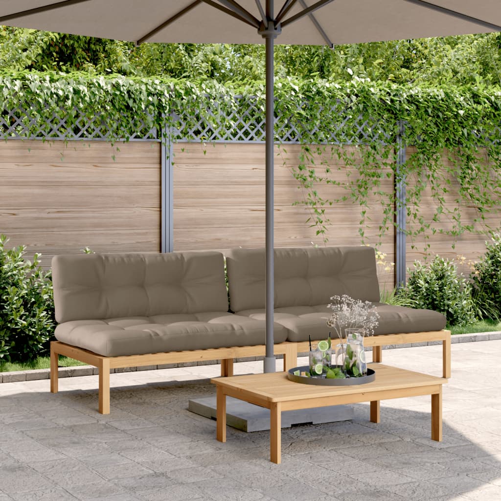 midtermoduler til pallesofa 2 stk. med hynder massivt akacietræ