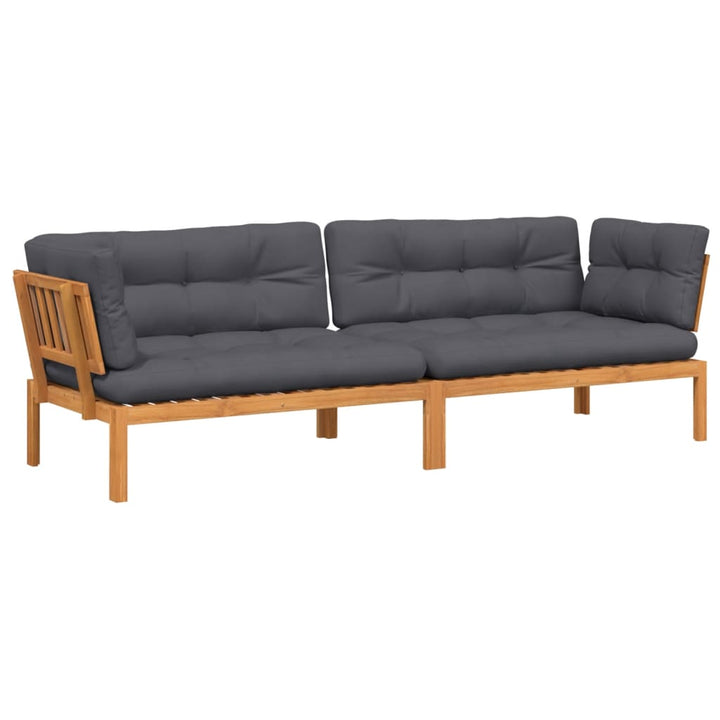 hjørnemoduler til pallesofa 2 stk. med hynder massivt akacietræ