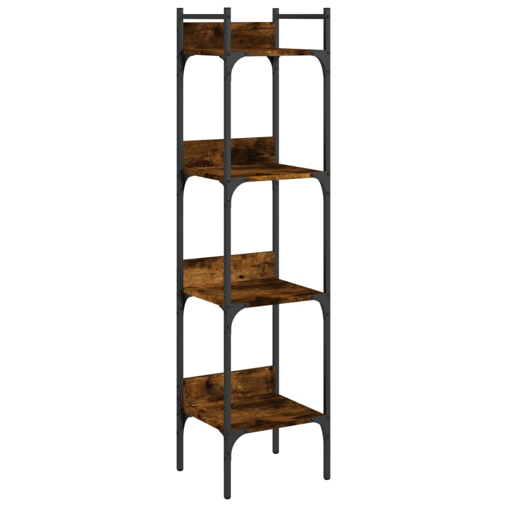 bogreol med 4 hylder 35x30x138,5 cm konstrueret træ røget eg