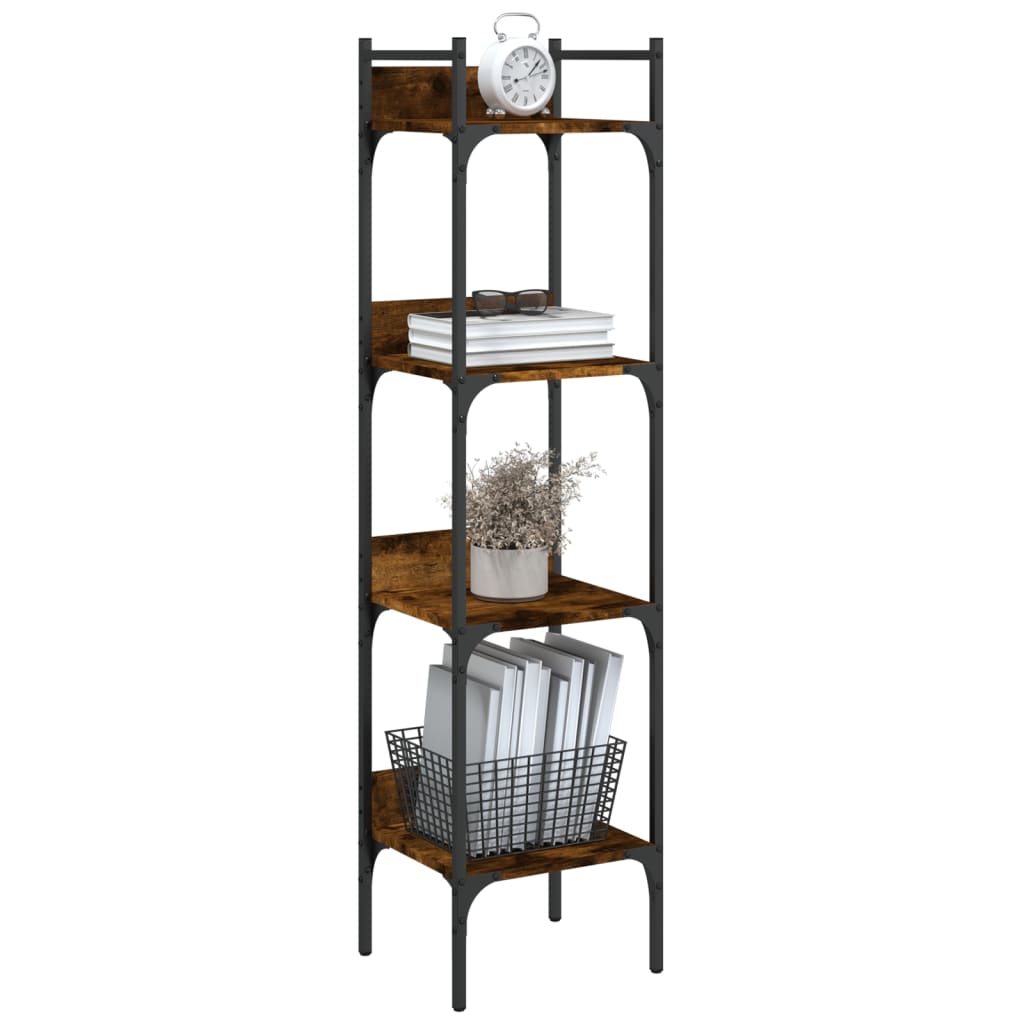 bogreol med 4 hylder 35x30x138,5 cm konstrueret træ røget eg