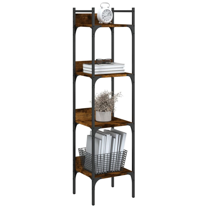 bogreol med 4 hylder 35x30x138,5 cm konstrueret træ røget eg