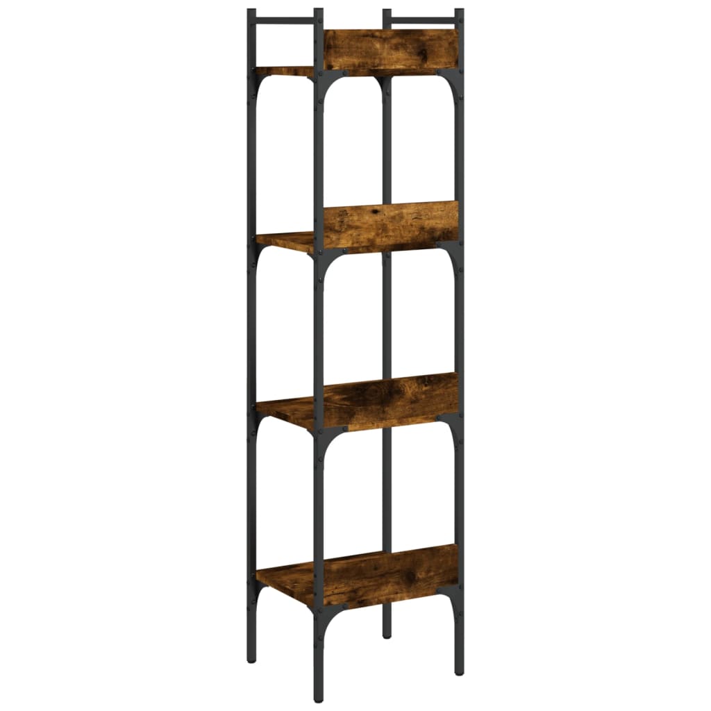 bogreol med 4 hylder 35x30x138,5 cm konstrueret træ røget eg