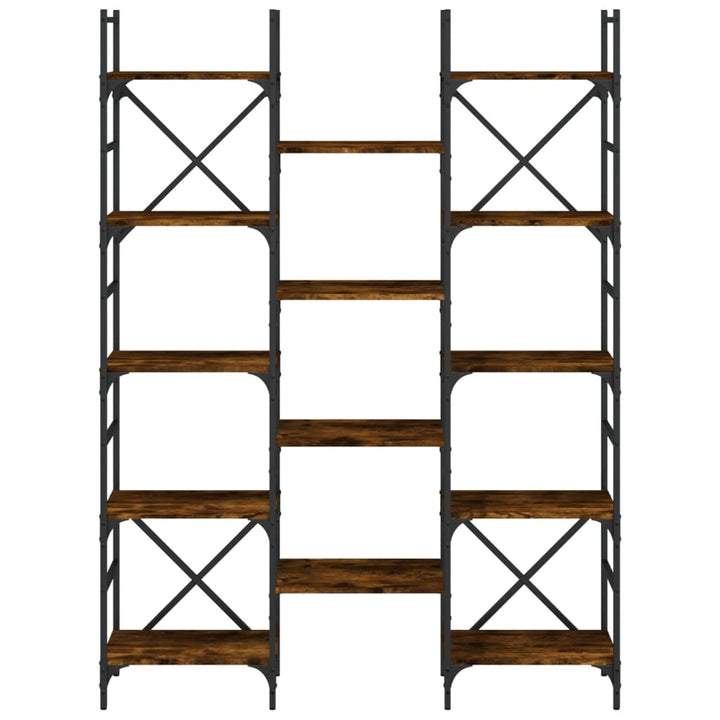 bogreol 127,5x28,5x172,5 cm konstrueret træ røget egetræsfarve