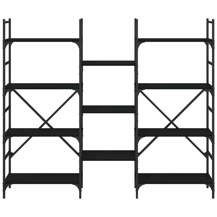 bogreol 160x28,5x136,5 cm konstrueret træ sort