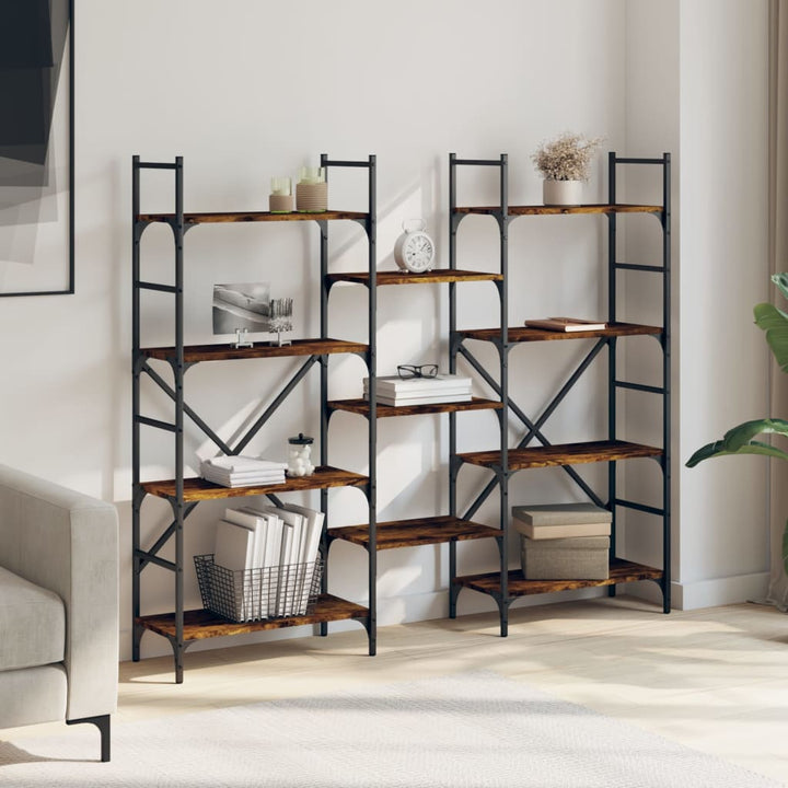 bogreol 160x28,5x136,5 cm konstrueret træ røget egetræsfarve