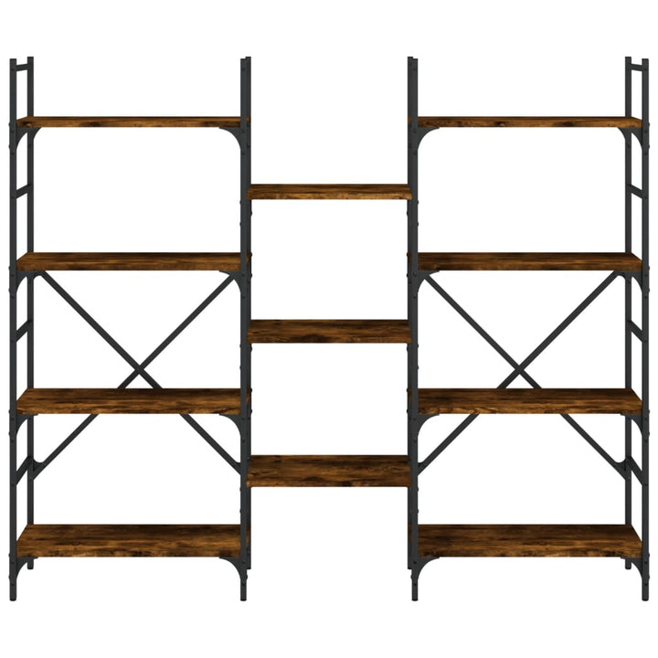 bogreol 160x28,5x136,5 cm konstrueret træ røget egetræsfarve
