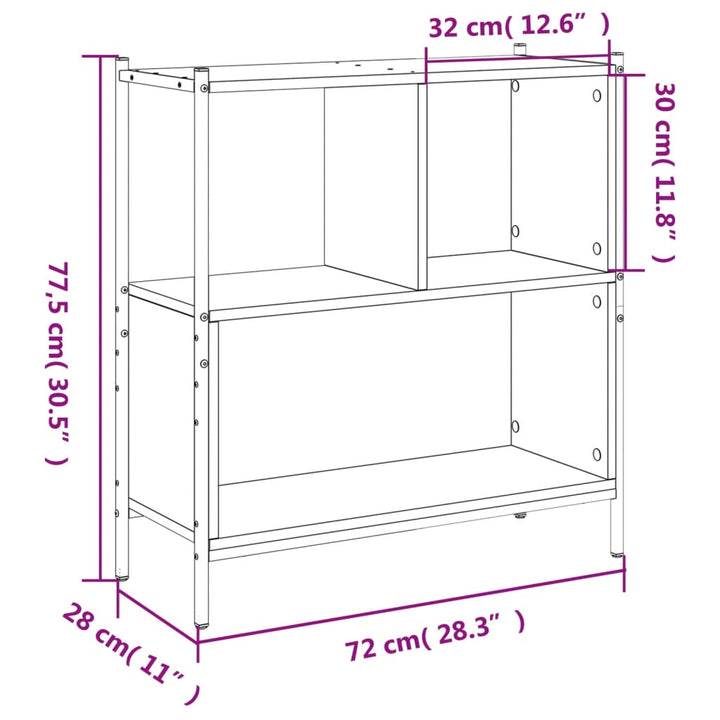 bogreol 72x28x77,5 cm konstrueret træ røget egetræsfarve