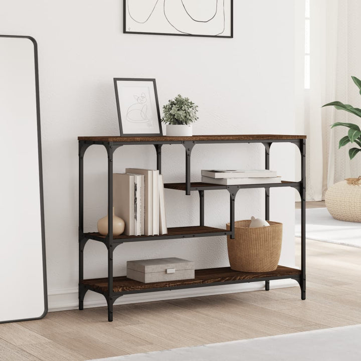 konsolbord 100x30x75 cm konstrueret træ brun egetræsfarve