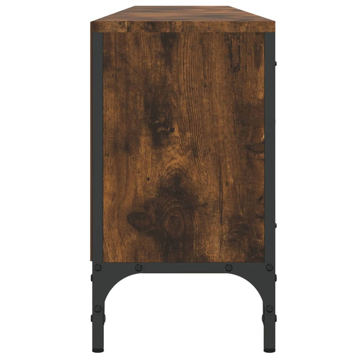 tv-bord med skuffe 200x25x44 cm konstrueret træ røget egetræ