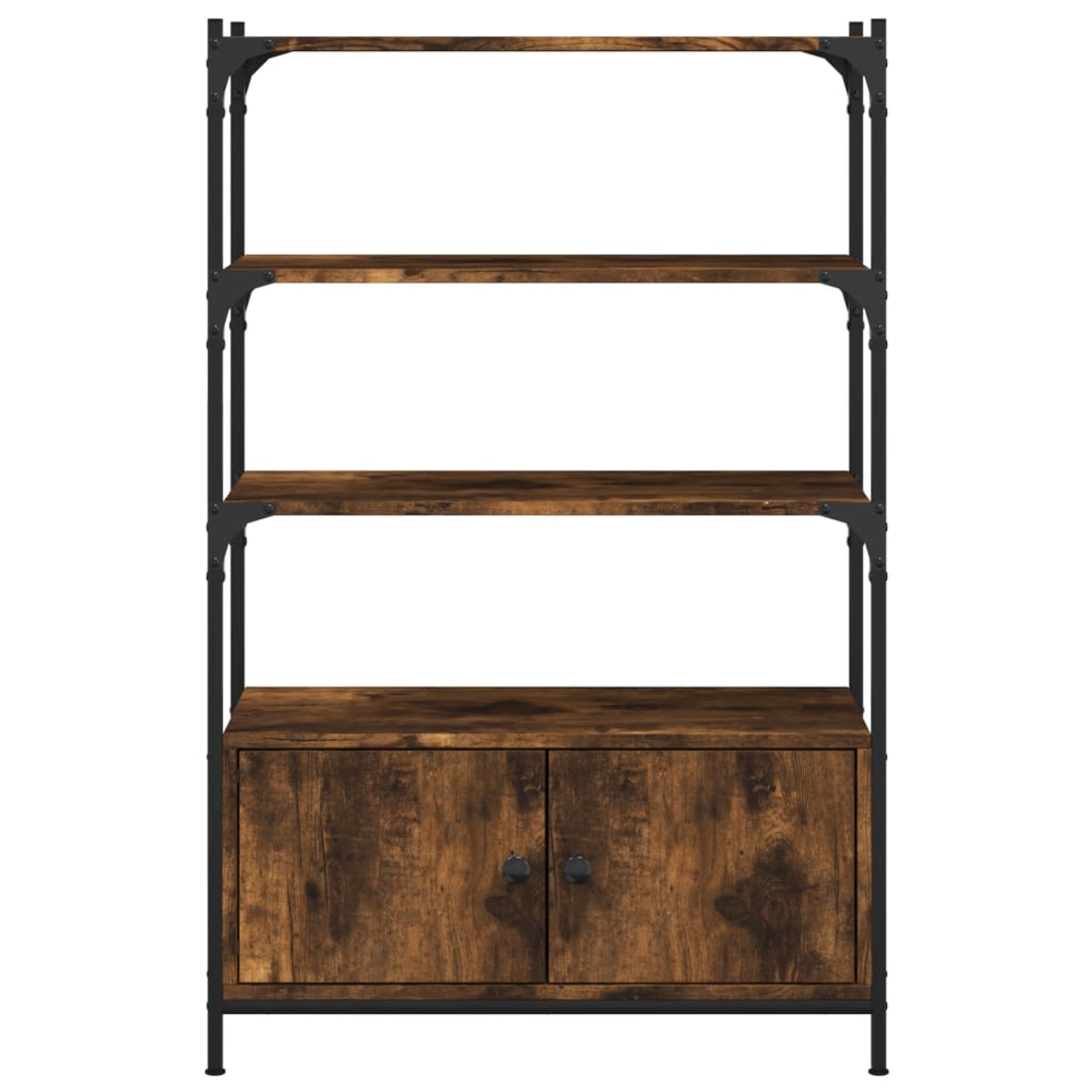 bogreol med 3 hylder 70x30x109,5 cm konstrueret træ røget eg