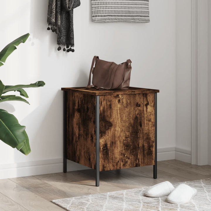 opbevaringsbænk 40x42,5x50 cm konstrueret træ røget egetræ