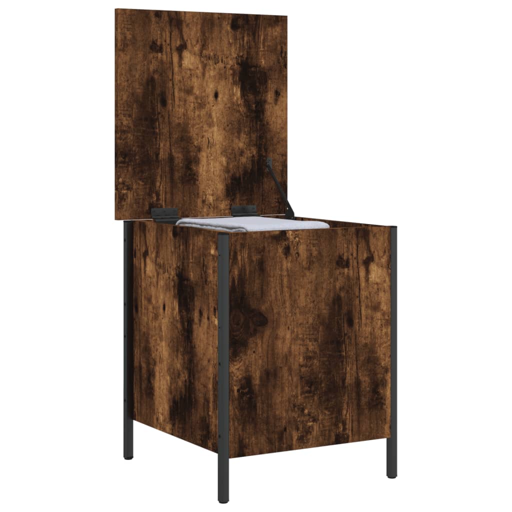 opbevaringsbænk 40x42,5x50 cm konstrueret træ røget egetræ