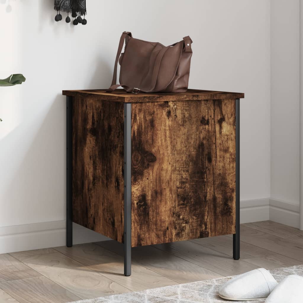 opbevaringsbænk 40x42,5x50 cm konstrueret træ røget egetræ