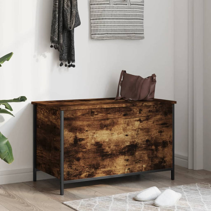 opbevaringsbænk 80x42,5x50 cm konstrueret træ røget egetræ