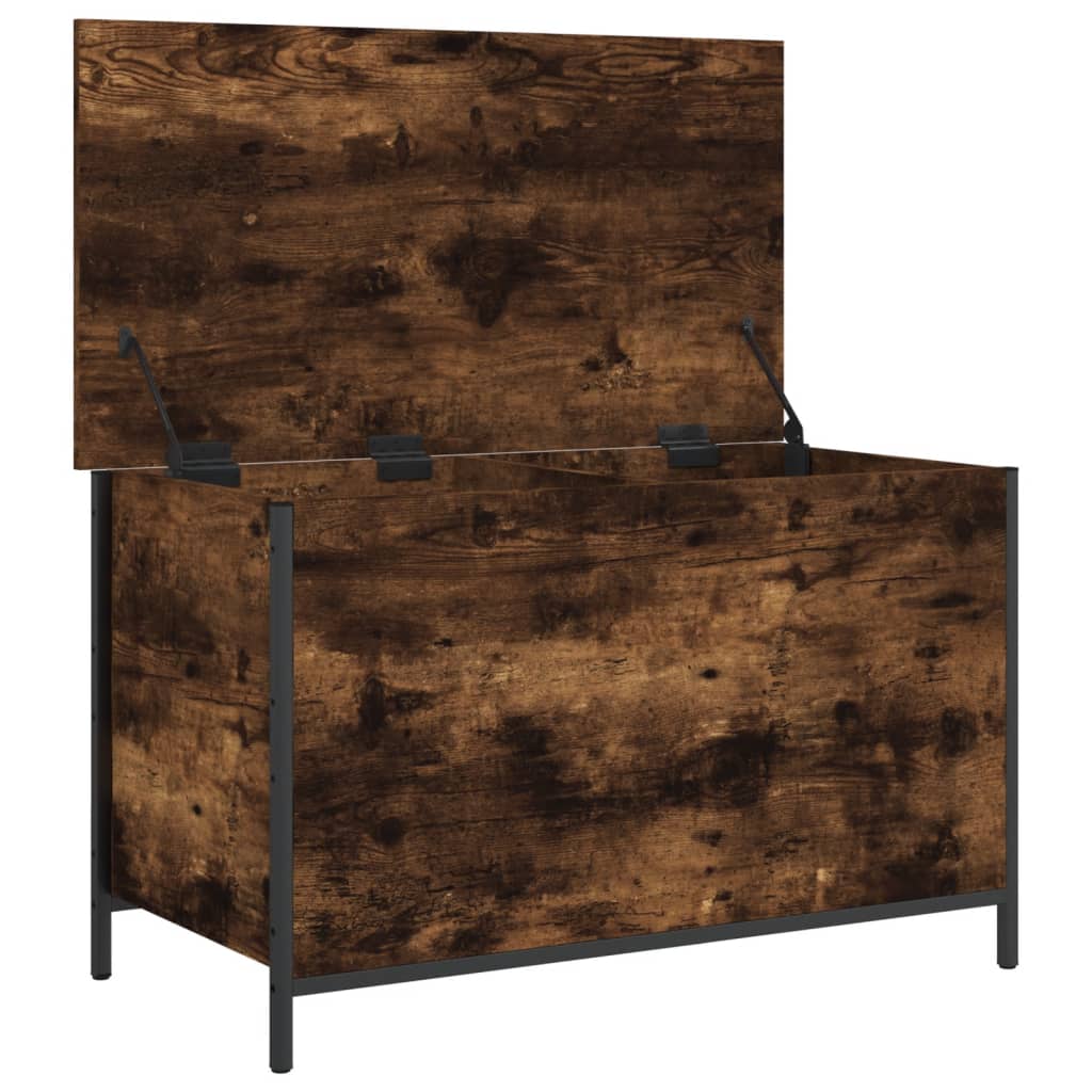opbevaringsbænk 80x42,5x50 cm konstrueret træ røget egetræ
