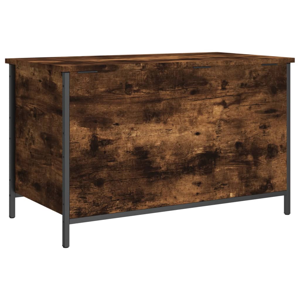 opbevaringsbænk 80x42,5x50 cm konstrueret træ røget egetræ
