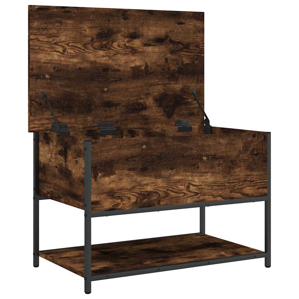 opbevaringsbænk 70x42,5x47 cm konstrueret træ røget egetræ