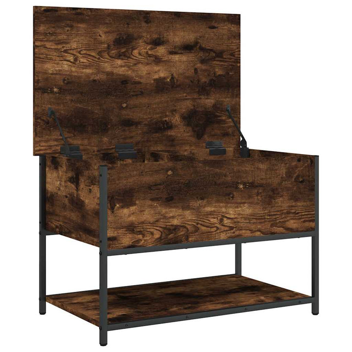 opbevaringsbænk 70x42,5x47 cm konstrueret træ røget egetræ