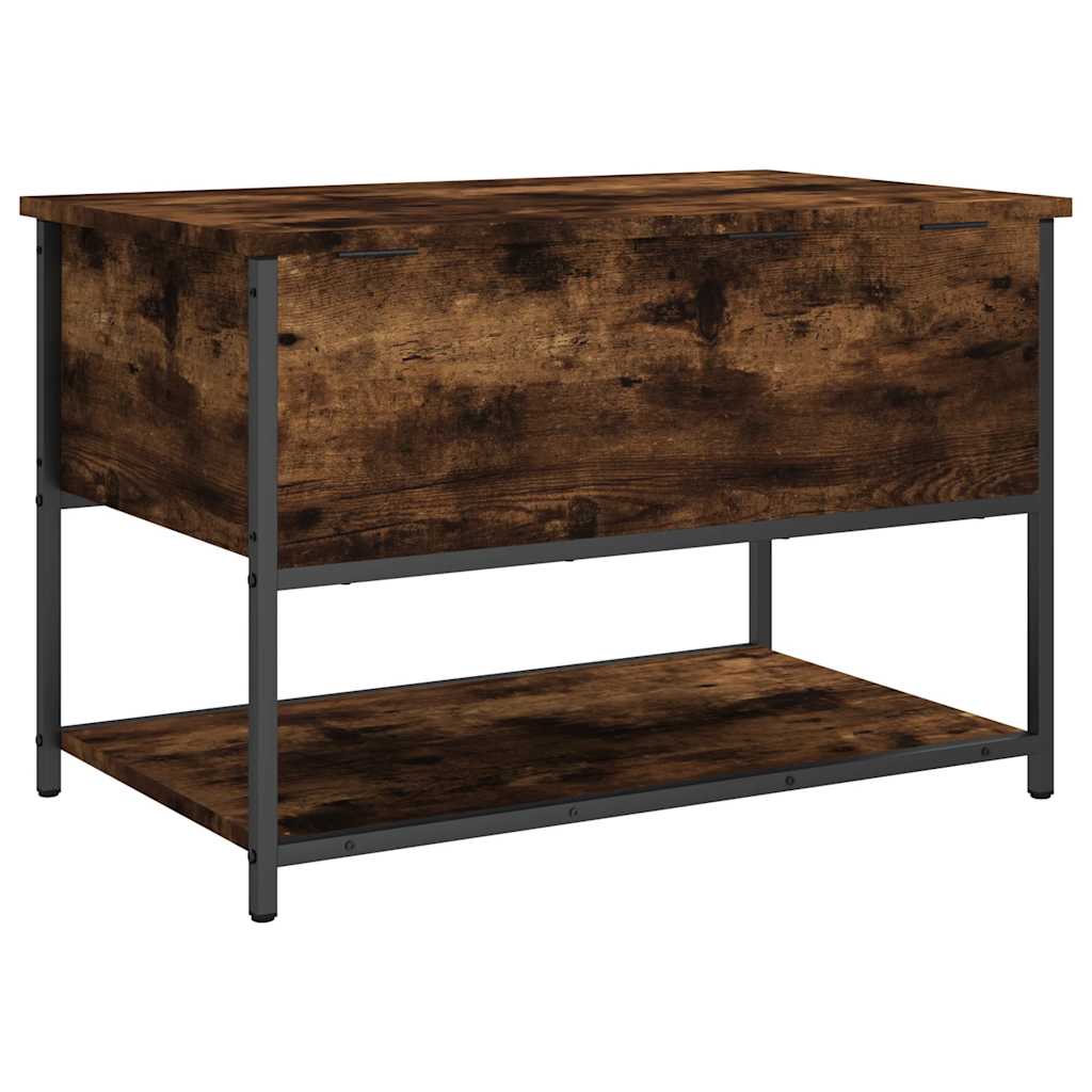 opbevaringsbænk 70x42,5x47 cm konstrueret træ røget egetræ