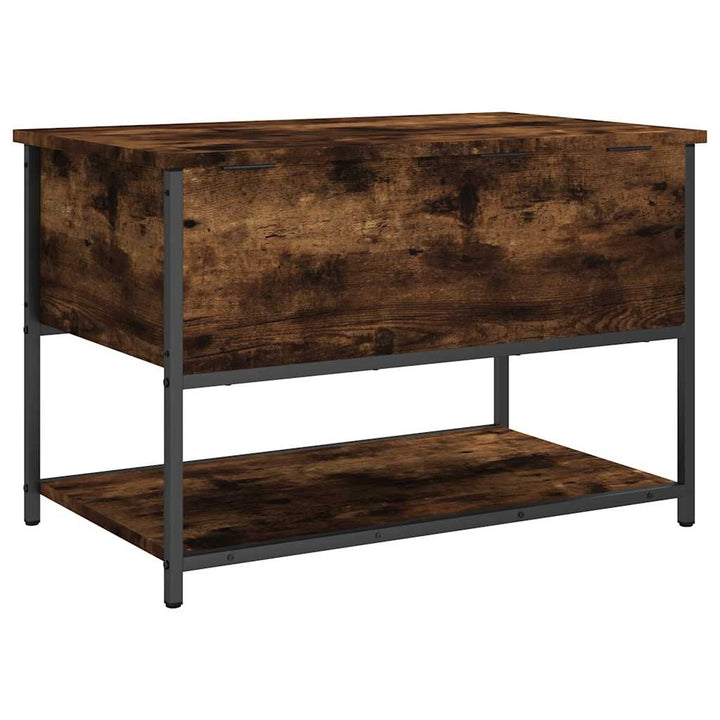 opbevaringsbænk 70x42,5x47 cm konstrueret træ røget egetræ