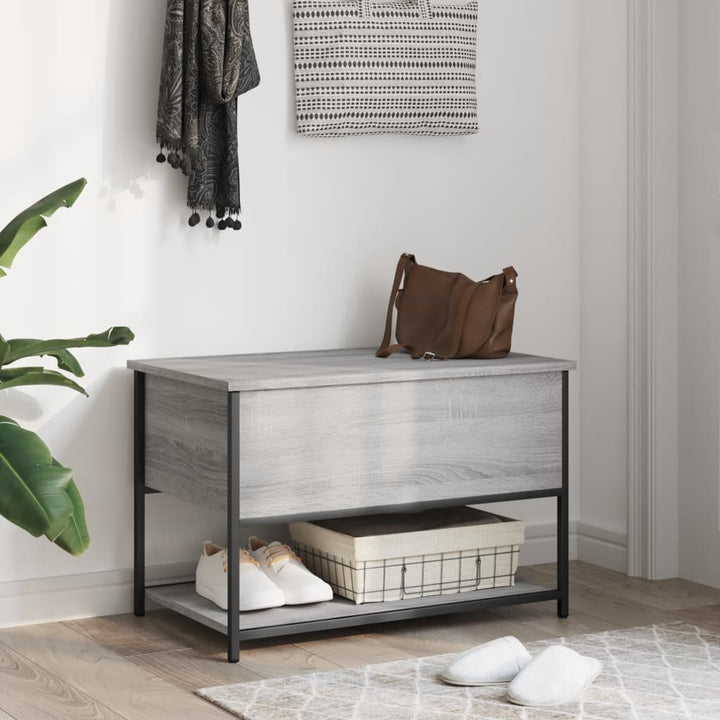 opbevaringsbænk 70x42,5x47 cm konstrueret træ grå sonoma-eg