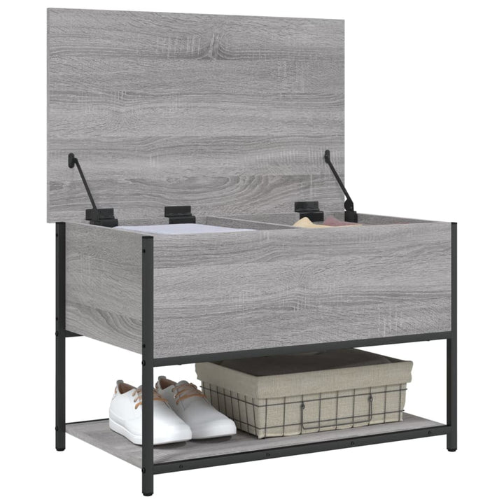 opbevaringsbænk 70x42,5x47 cm konstrueret træ grå sonoma-eg