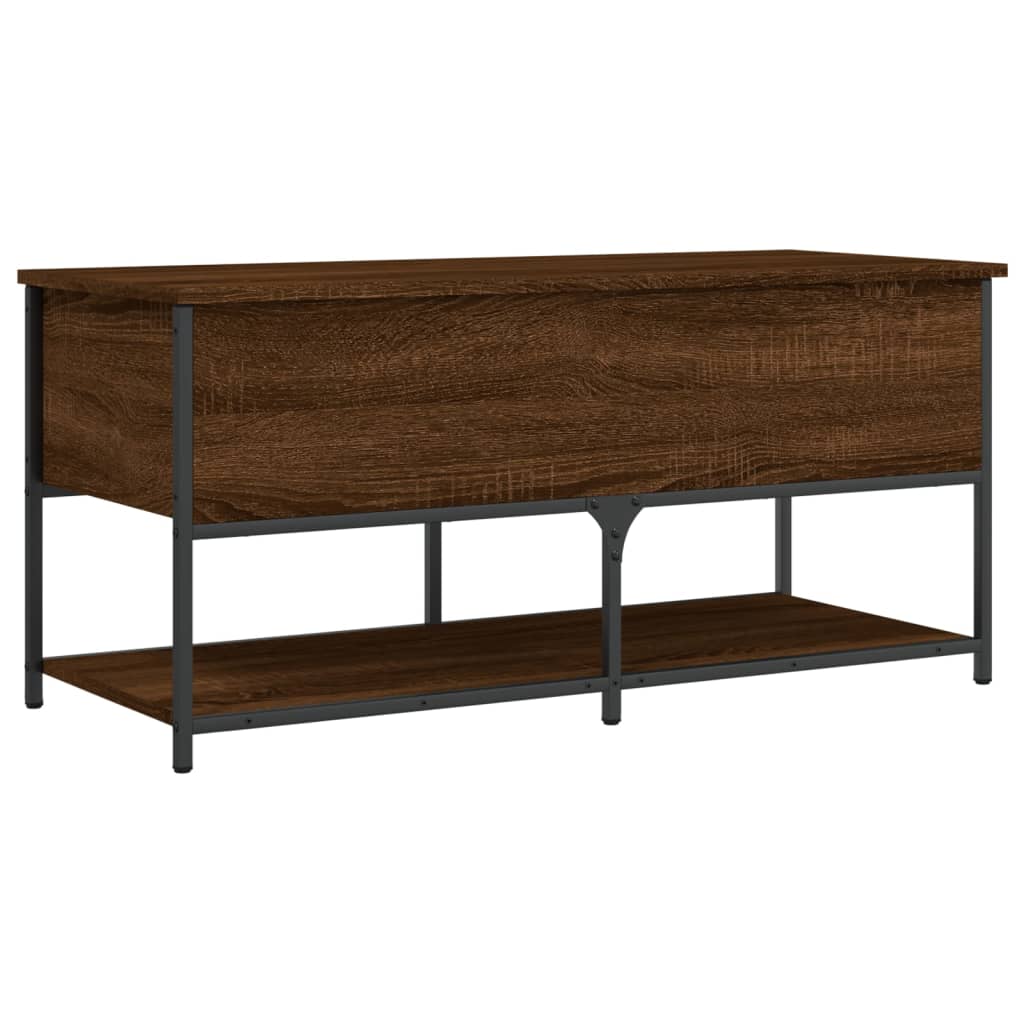 opbevaringsbænk 100x42,5x47 cm konstrueret træ brunt egetræ