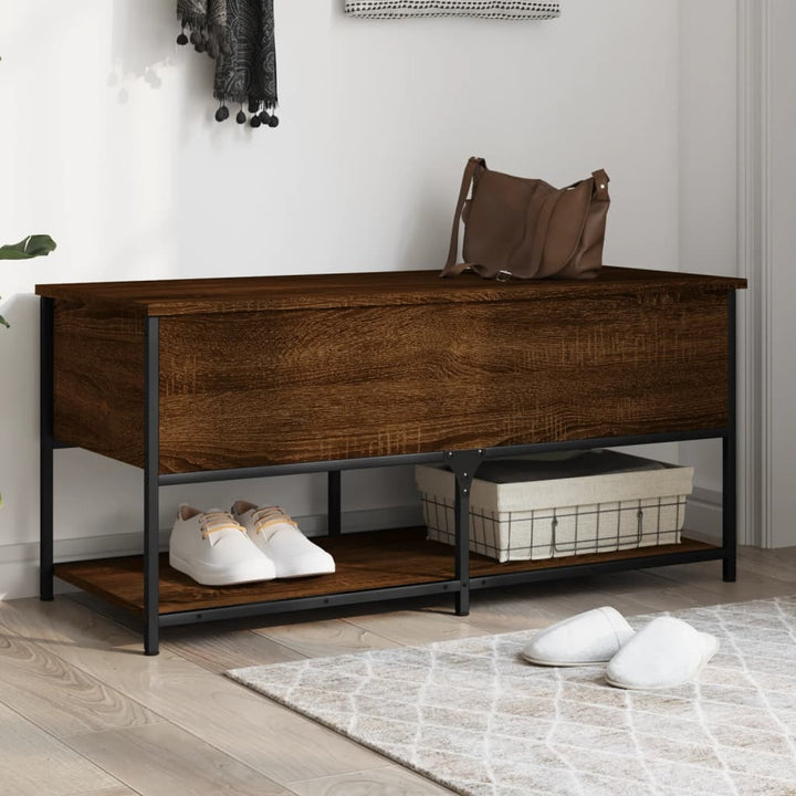 opbevaringsbænk 100x42,5x47 cm konstrueret træ brunt egetræ