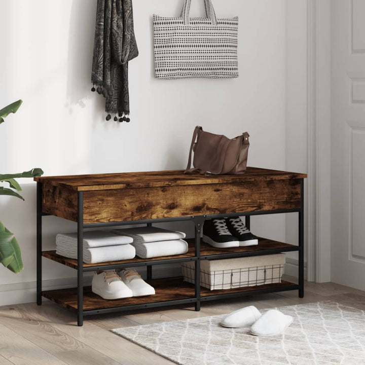 skobænk 100x42,5x50 cm konstrueret træ røget egetræsfarve