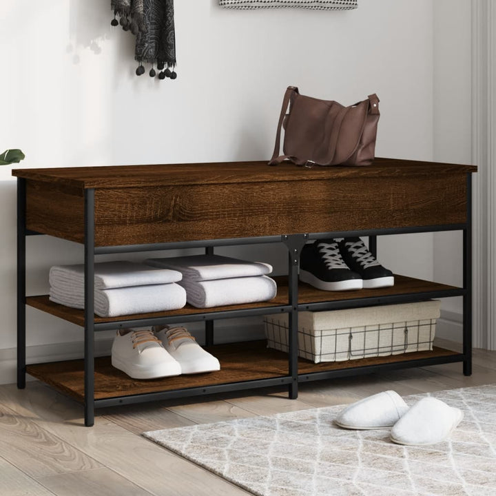 skobænk 100x42,5x50 cm konstrueret træ brun egetræsfarve