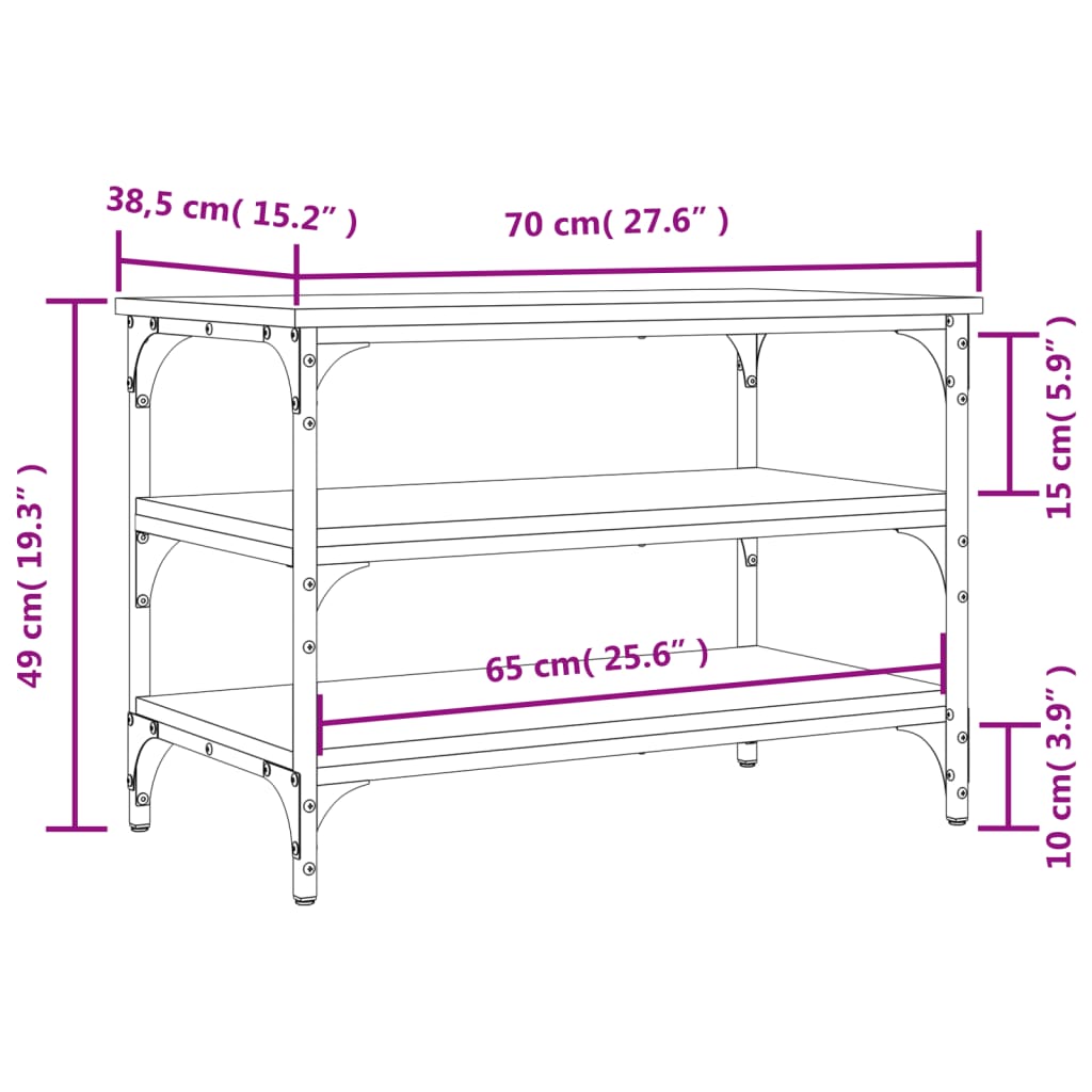 skobænk 70x38,5x49 cm konstrueret træ sonoma-eg