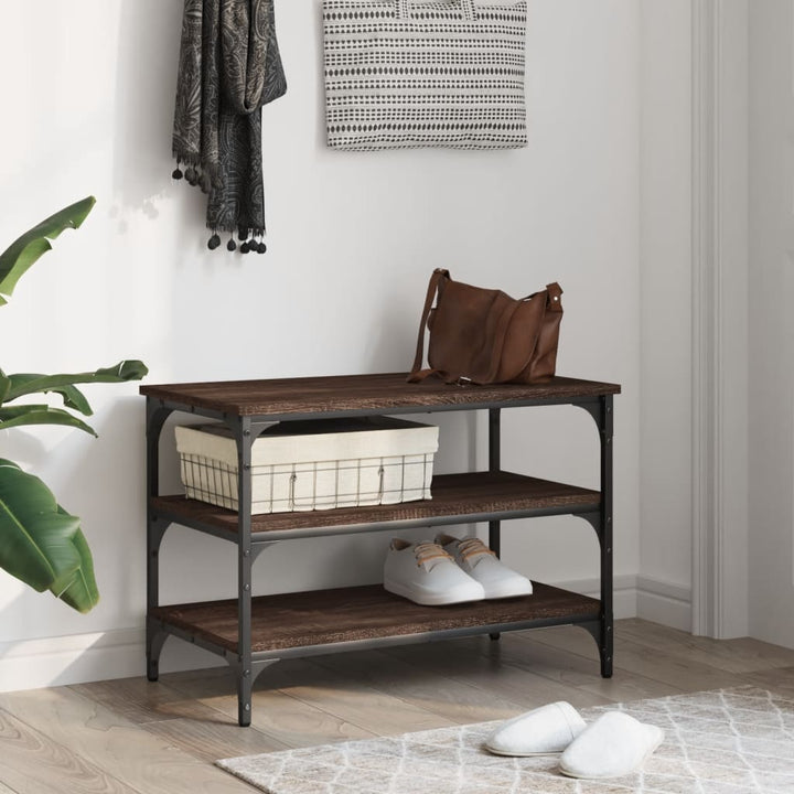 skobænk 70x38,5x49 cm konstrueret træ brun egetræsfarve