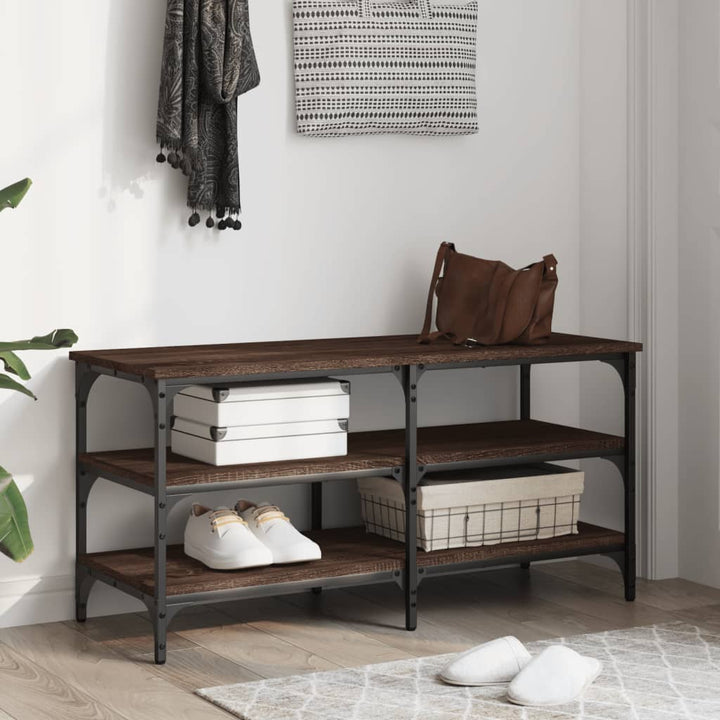 skobænk 100x38,5x49 cm konstrueret træ brun egetræsfarve